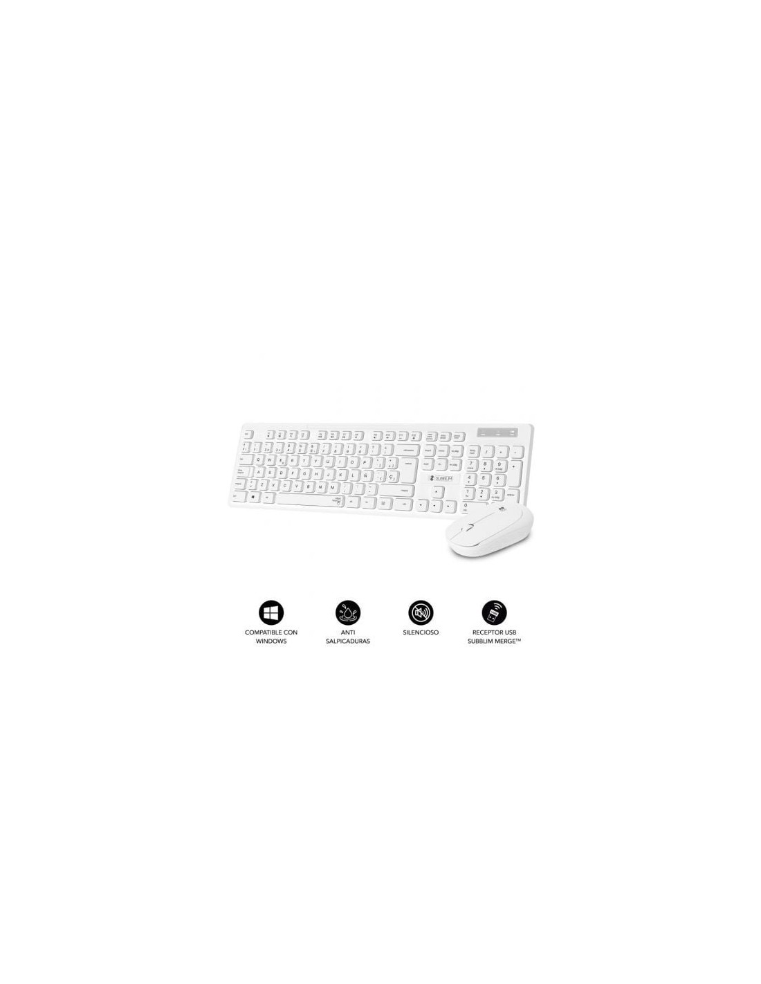 Teclado y Ratón Subblim Combo Business Slim Silencioso Inalámbrico, Bl