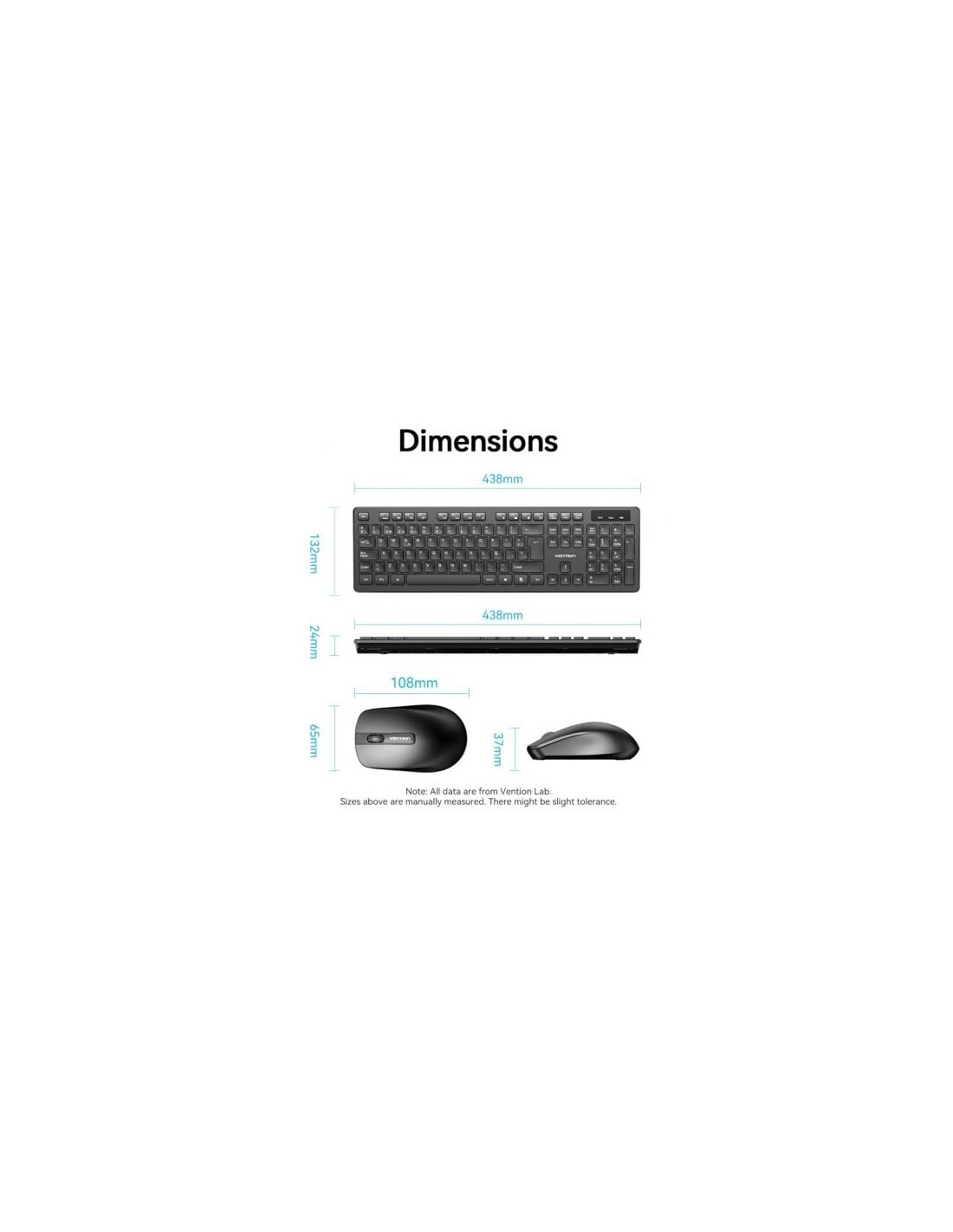 Teclado y Ratón Inalámbricos Vention Combo KTDB0-ES | El Ocio Virtual