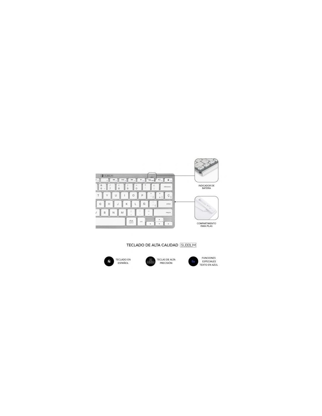 Teclado y Ratón Inalámbrico Subblim OCO010 Combo Multidispositivo Comp