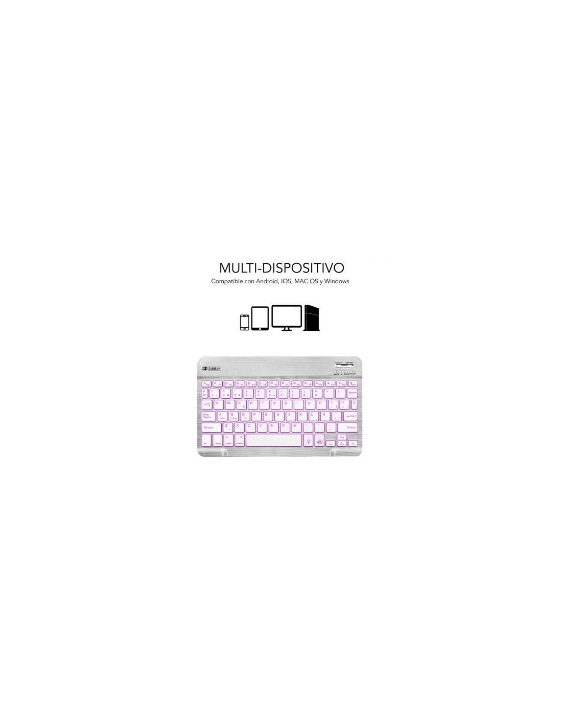 Teclado Compacto Inalámbrico Subblim Smart Backlit, Plata