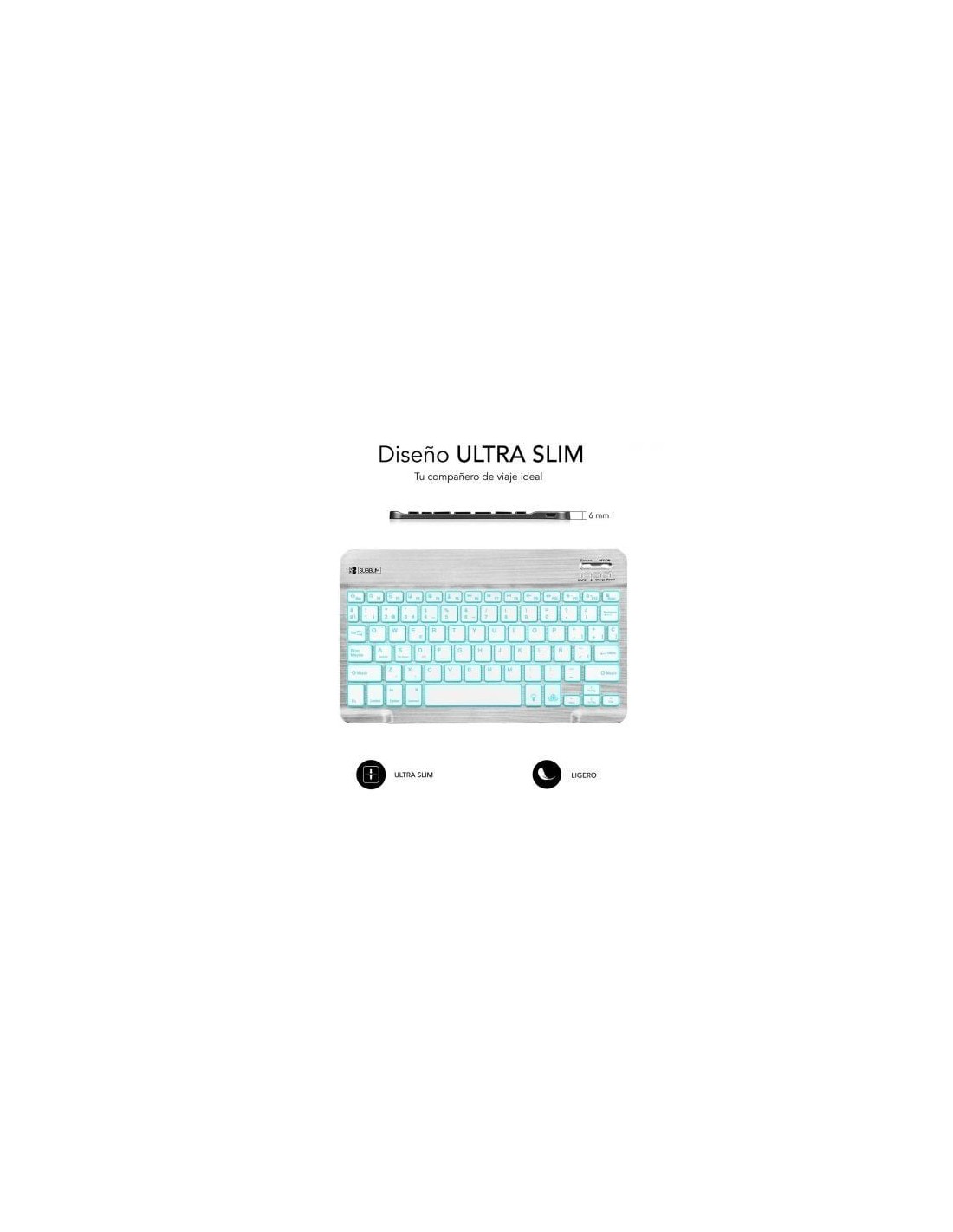 Teclado Compacto Inalámbrico Subblim Smart Backlit, Plata