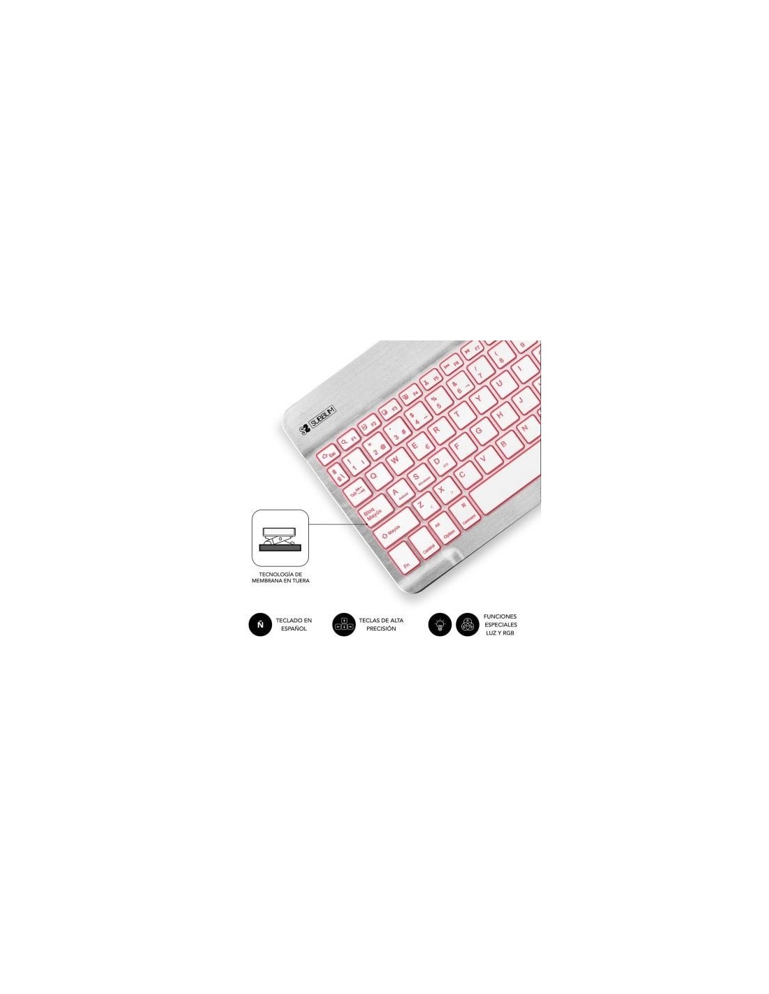Teclado Compacto Inalámbrico Subblim Smart Backlit, Plata