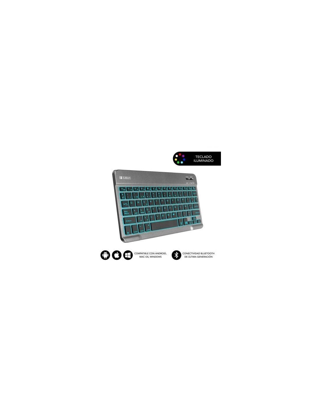 Teclado Compacto Inalámbrico Subblim Smart Backlit, Gris