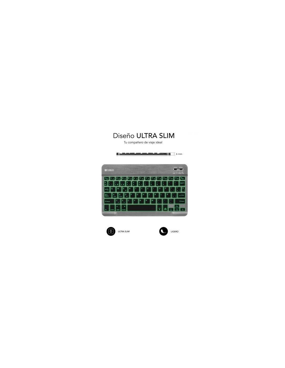 Teclado Compacto Inalámbrico Subblim Smart Backlit, Gris