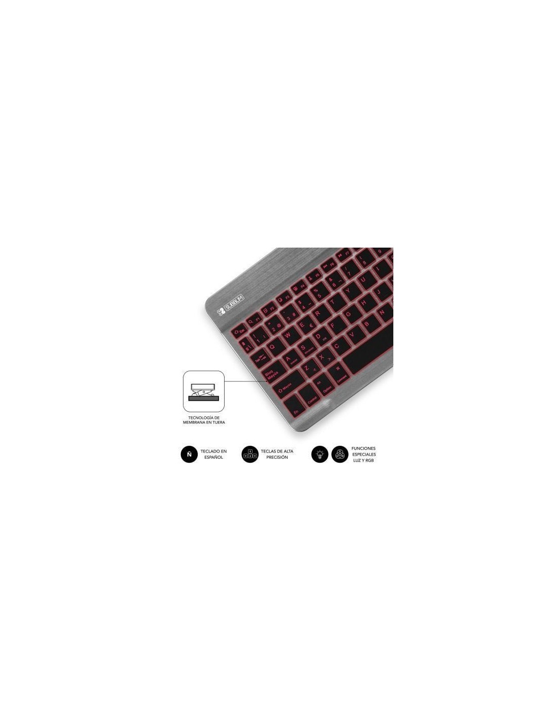 Teclado Compacto Inalámbrico Subblim Smart Backlit, Gris
