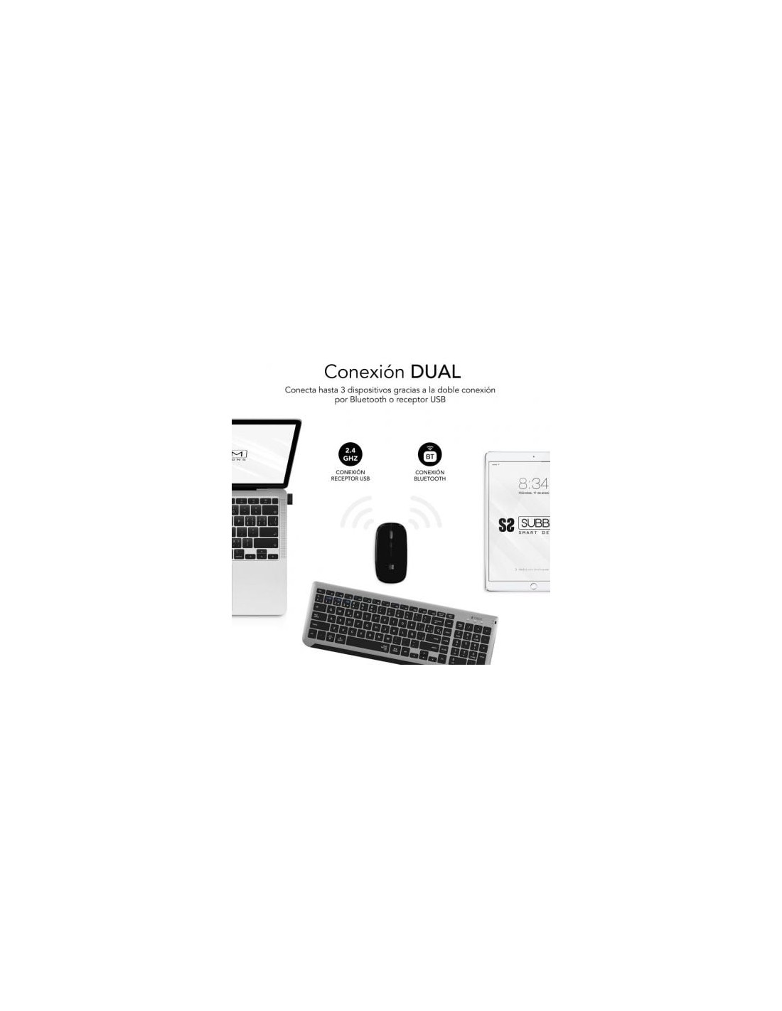Teclado y Ratón Inalámbrico Subblim Combo Dual Prestige Extendido
