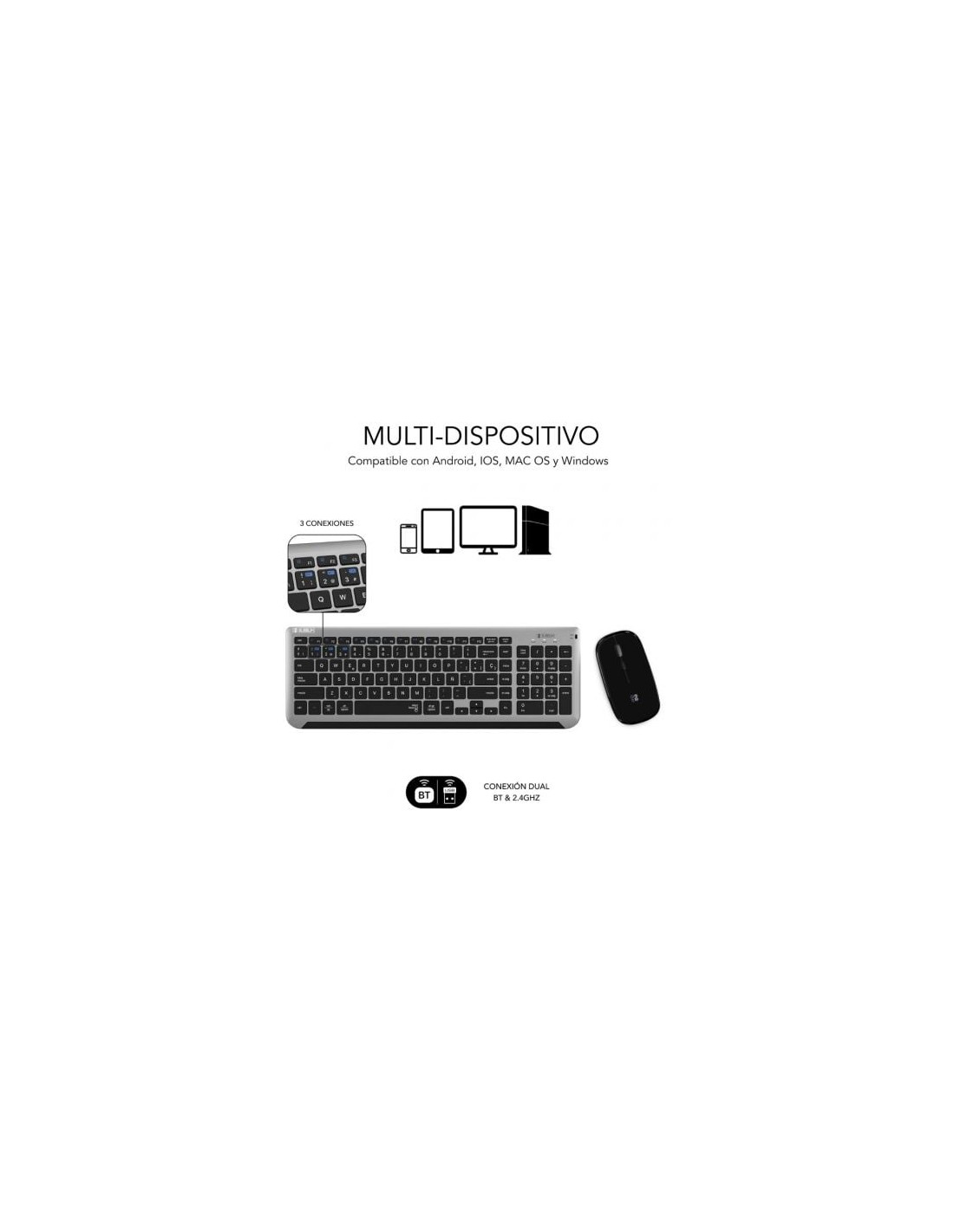 Teclado y Ratón Inalámbrico Subblim Combo Dual Prestige Extendido
