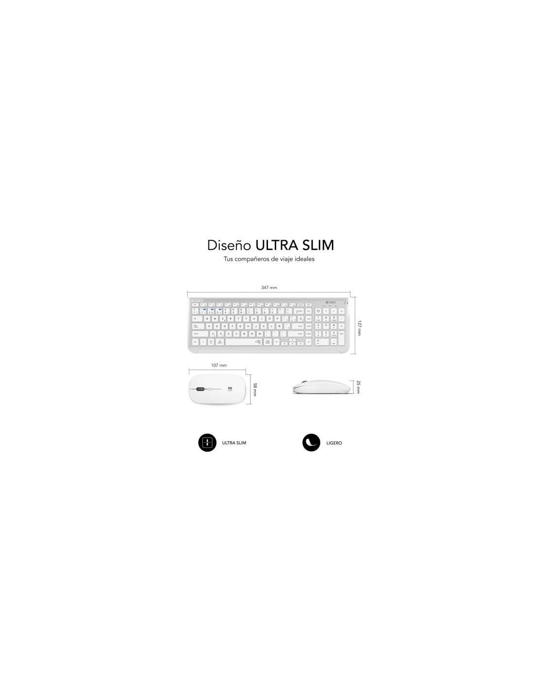 Teclado y Ratón Inalámbrico Subblim Combo Dual Prestige Extendido, Bla