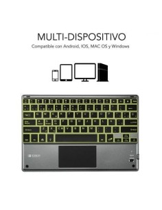 Teclado Compacto Inalámbrico Subblim Touchpad Smart Blacklit, Gris 2