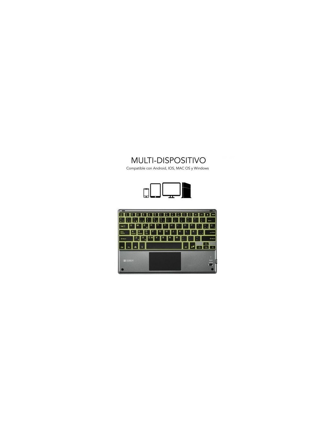 Teclado Compacto Inalámbrico Subblim Touchpad Smart Blacklit, Gris