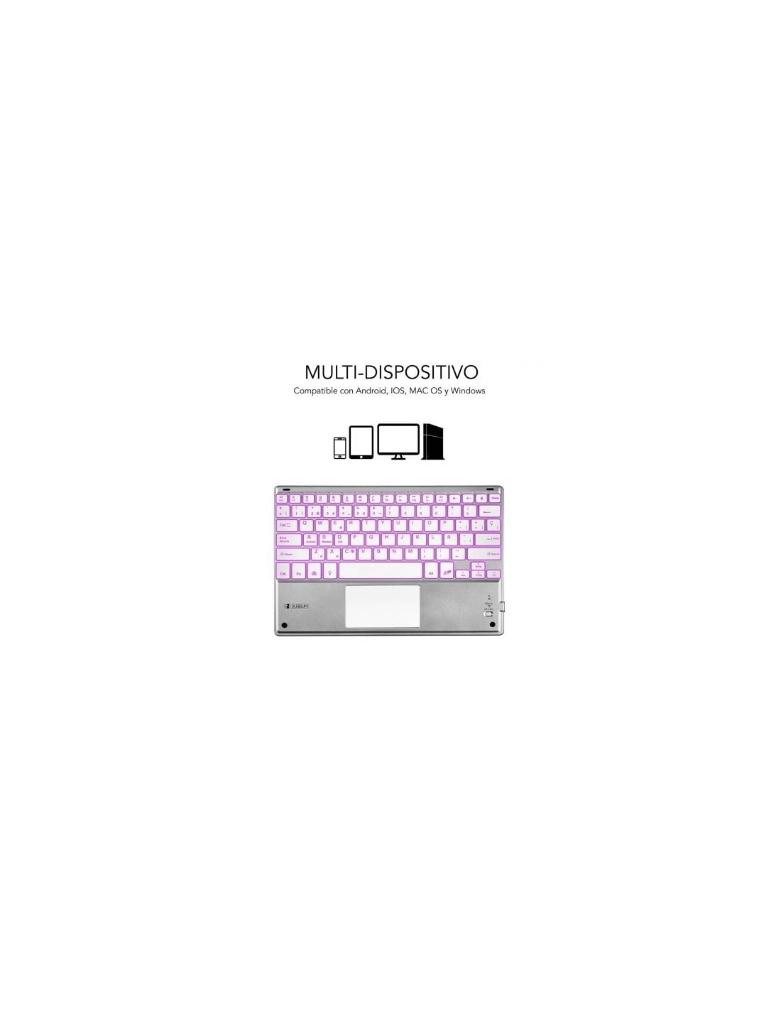 Teclado Compacto Inalámbrico Subblim SMBT50, Plata | El Ocio Virtual
