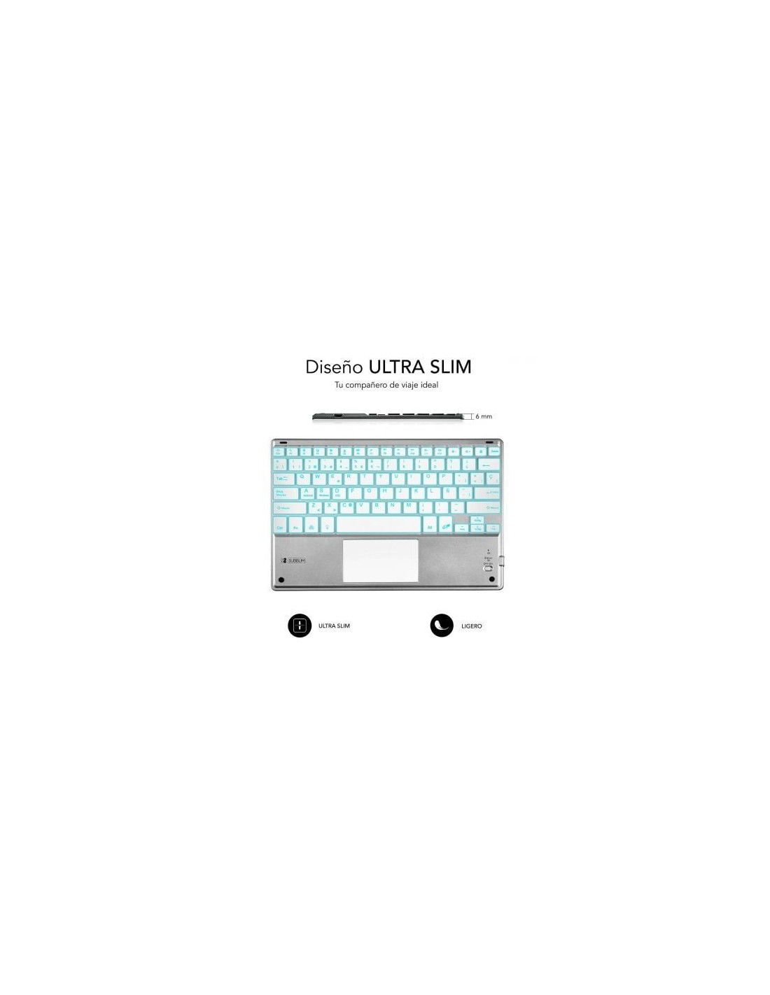 Teclado Compacto Inalámbrico Subblim SMBT50, Plata | El Ocio Virtual