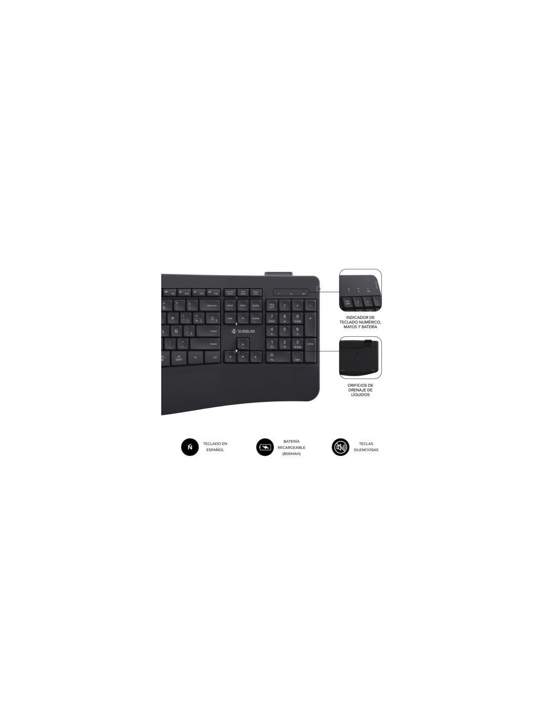 Teclado y Ratón Inalámbrico Subblim Combo Dual Office Prowave, Negro