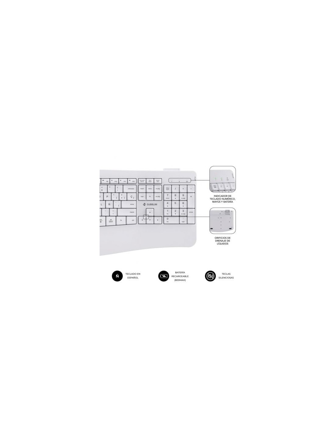 Teclado y Ratón Inalámbrico Subblim Combo Dual Office Prowave, Blanco