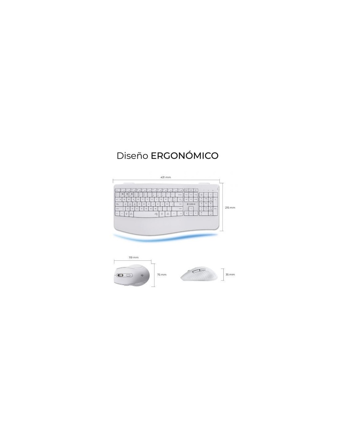 Teclado y Ratón Inalámbrico Subblim Combo Dual Office Prowave, Blanco