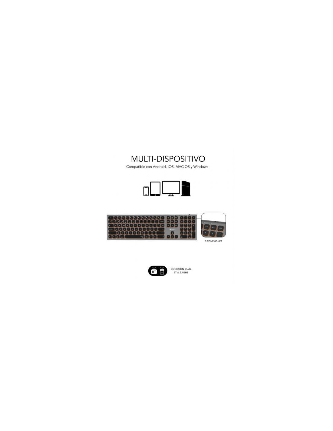 Teclado Inalámbrico Subblim Master, Gris y Negro | El Ocio Virtual