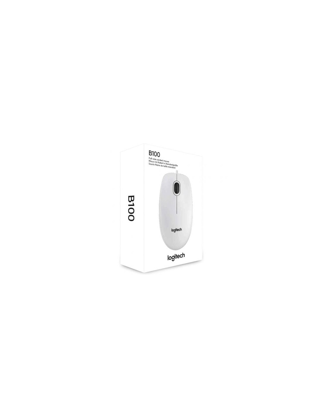 Ratón Logitech B100, Hasta 800 DPI, Blanco | El Ocio Virtual