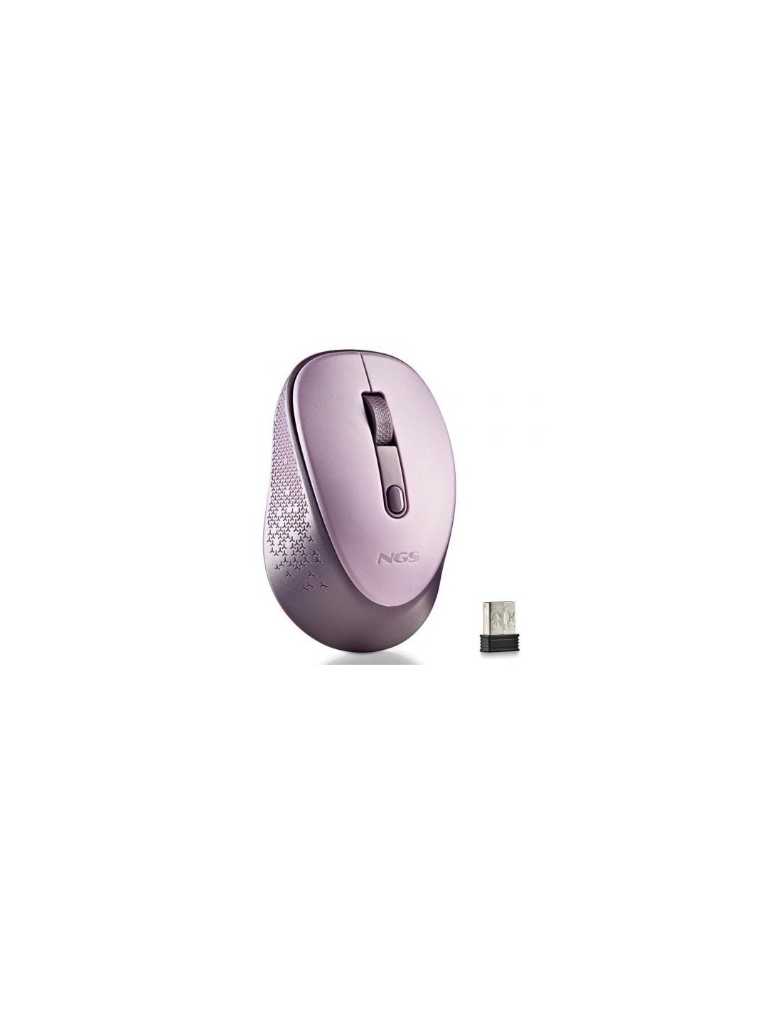 Ratón Inalámbrico NGS Dew Lilac, Hasta 1600 DPI, Lila