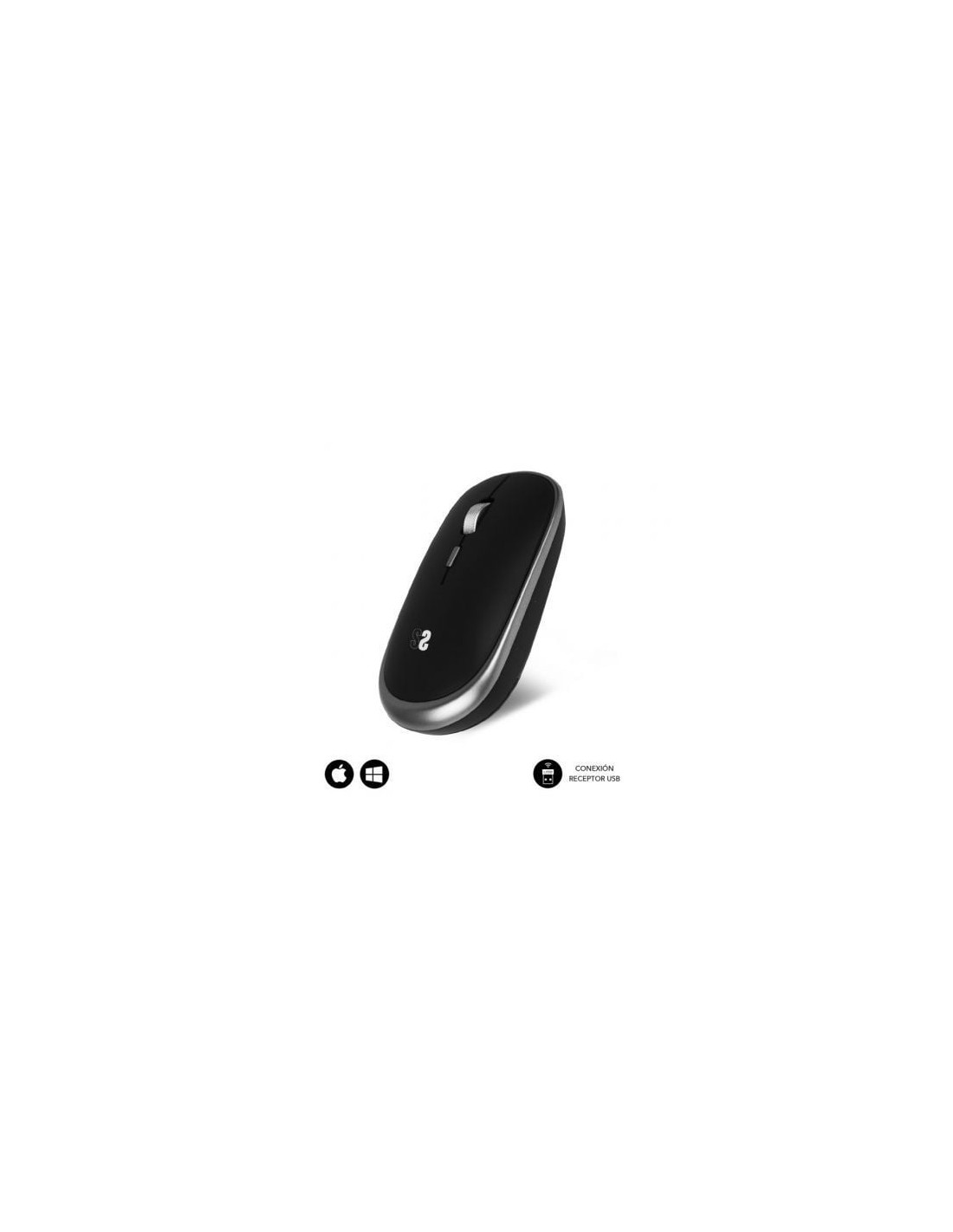 Ratón Mini Inalámbrico Subblim Wireless Mini, Hasta 1600 DPI, Gris Esp