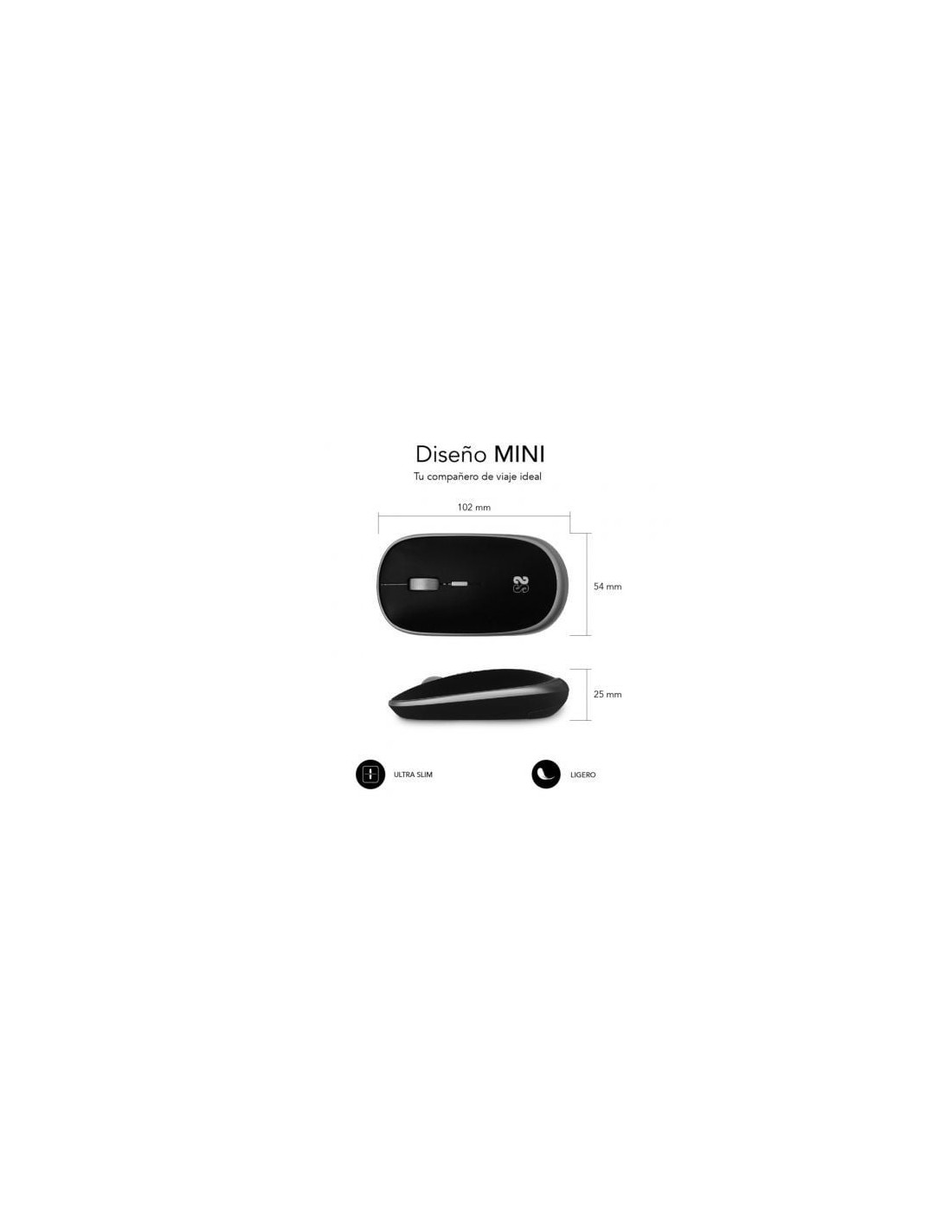 Ratón Mini Inalámbrico Subblim Wireless Mini, Hasta 1600 DPI, Gris Esp