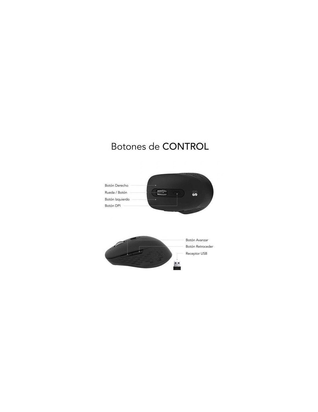 Ratón Ergonómico Inalámbrico Subblim Curve Ergo Dual Battery, Batería 