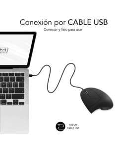 Ratón Vertical Subblim Glide Vertical Ergo Wired, Hasta 1600 DPI, Negr 2