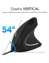 Ratón Vertical Subblim Glide Vertical Ergo Wired, Hasta 1600 DPI, Negr