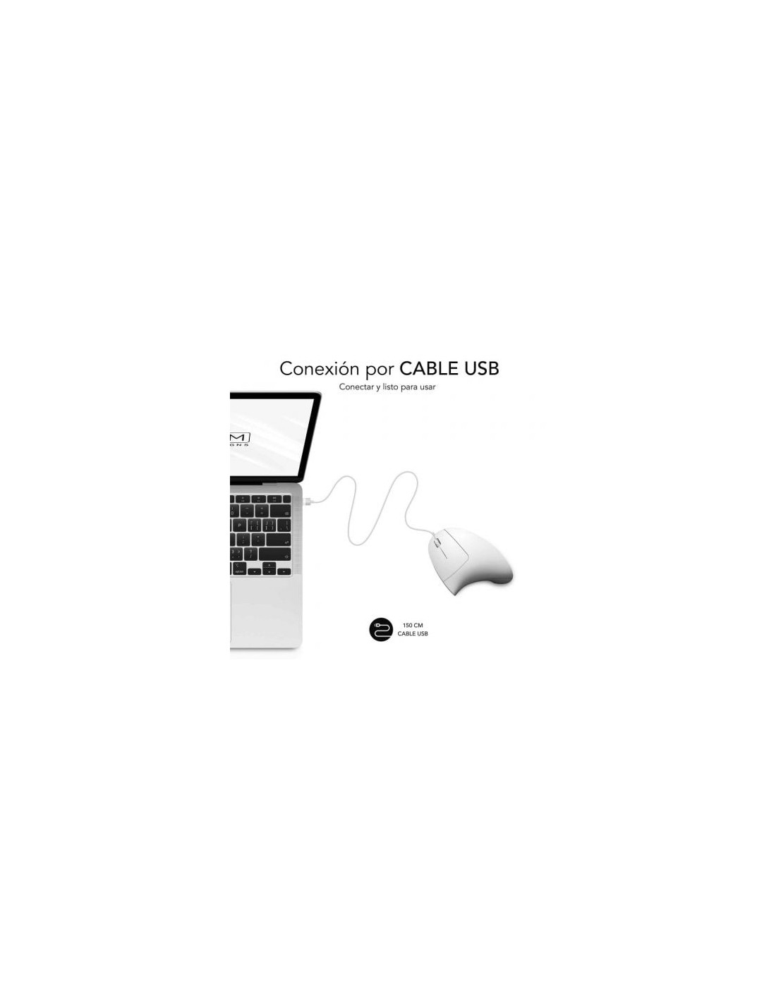 Ratón Vertical Subblim Glide Vertical Ergo Wired, Hasta 1600 DPI, Blan
