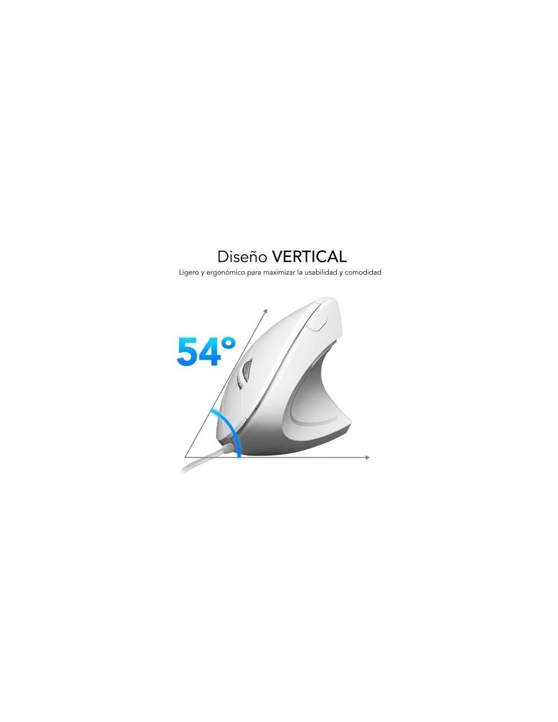 Ratón Vertical Subblim Glide Vertical Ergo Wired, Hasta 1600 DPI, Blan