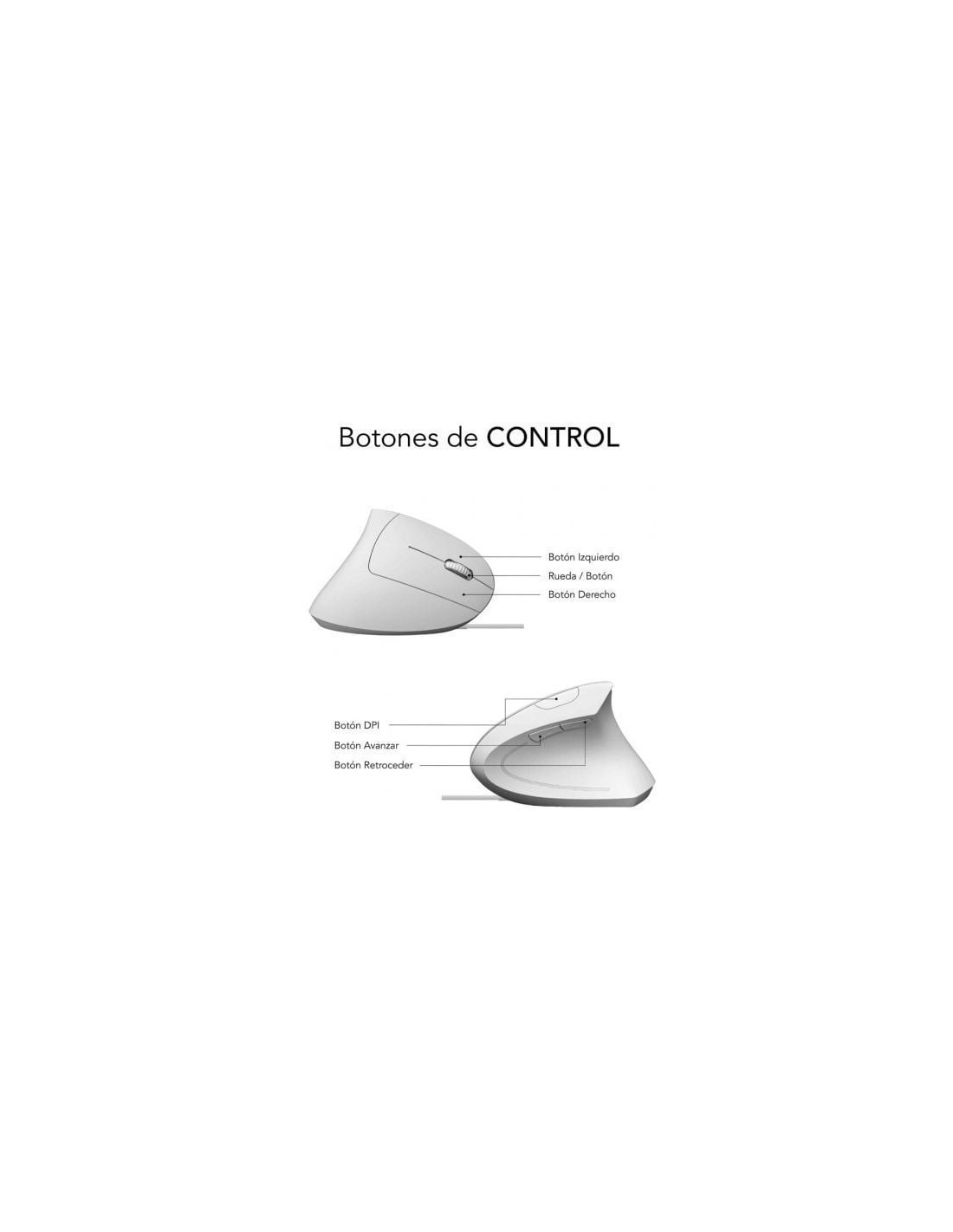 Ratón Vertical Subblim Glide Vertical Ergo Wired, Hasta 1600 DPI, Blan