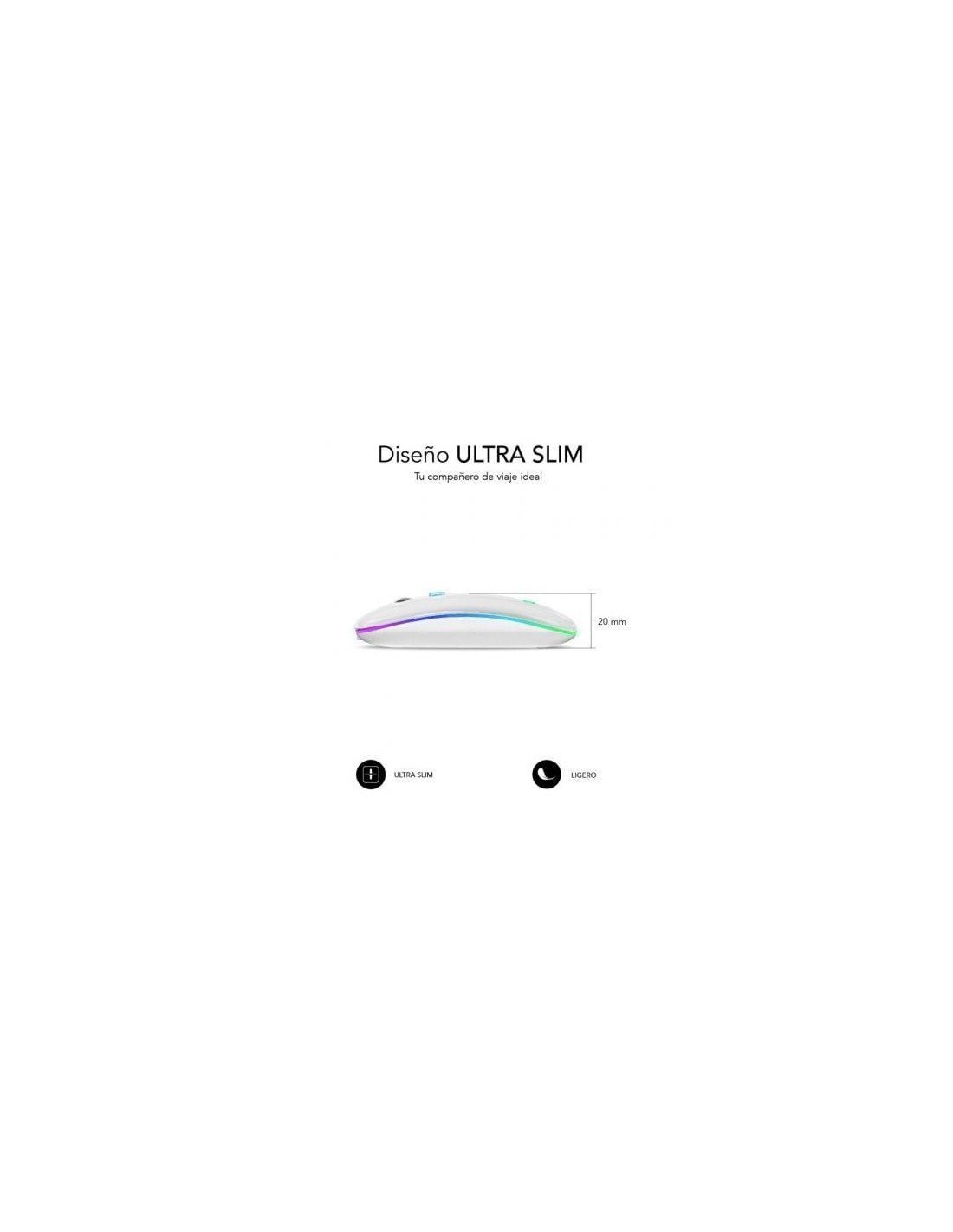 Ratón Inalámbrico Subblim LED Dual Flat, Batería recargable, Hasta 160