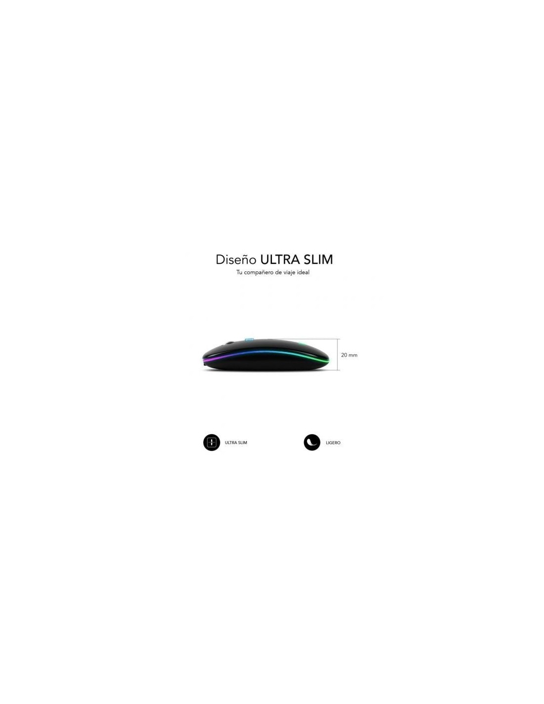 Ratón Inalámbrico Subblim LED Dual Flat, Batería recargable, Hasta 160