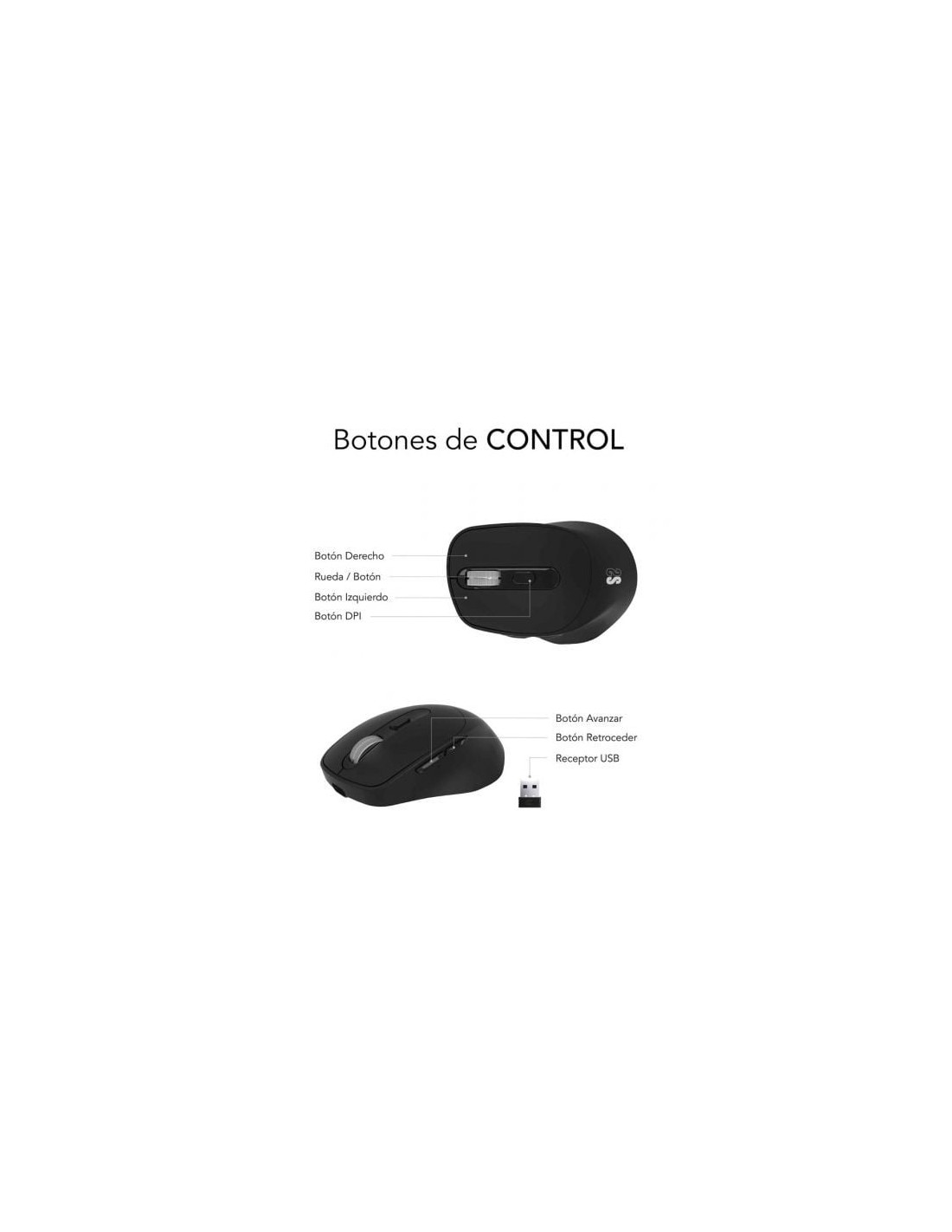 Ratón Ergonómico Inalámbrico Subblim Comfort Ergo Dual Battery, Baterí