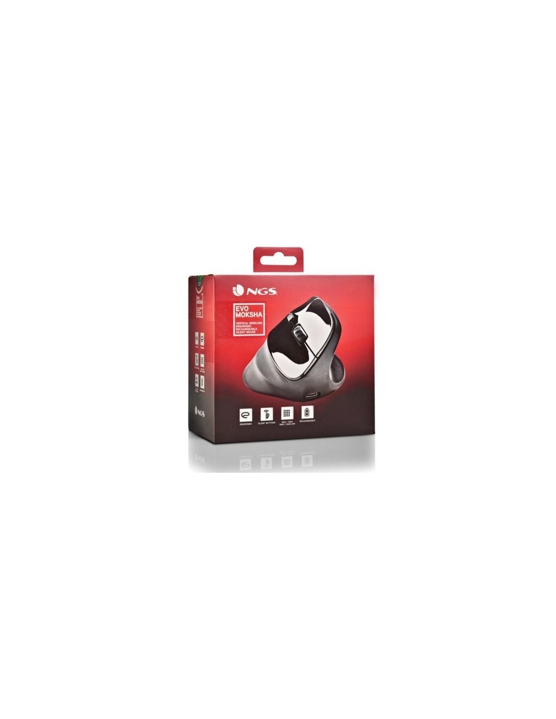 Ratón Vertical Inalámbrico NGS EVO Moksha, Batería recargable, Hasta 2