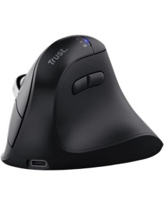 Ratón Vertical Inalámbrico Trust Vyran 26107, Batería recargable, Hast