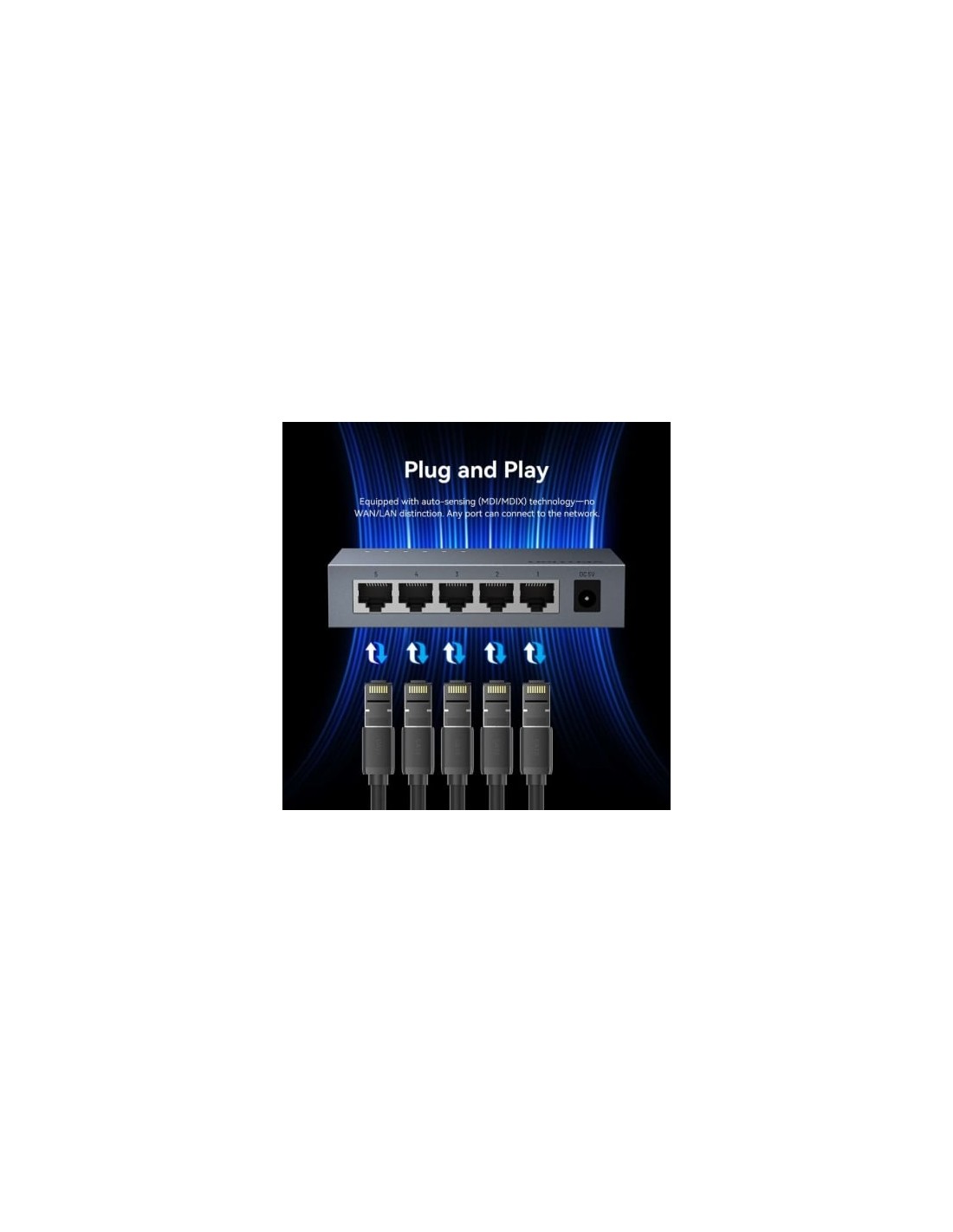 Switch Vention ITDH0-EU 5 puertos, RJ-45 10/100/1000 | El Ocio Virtual