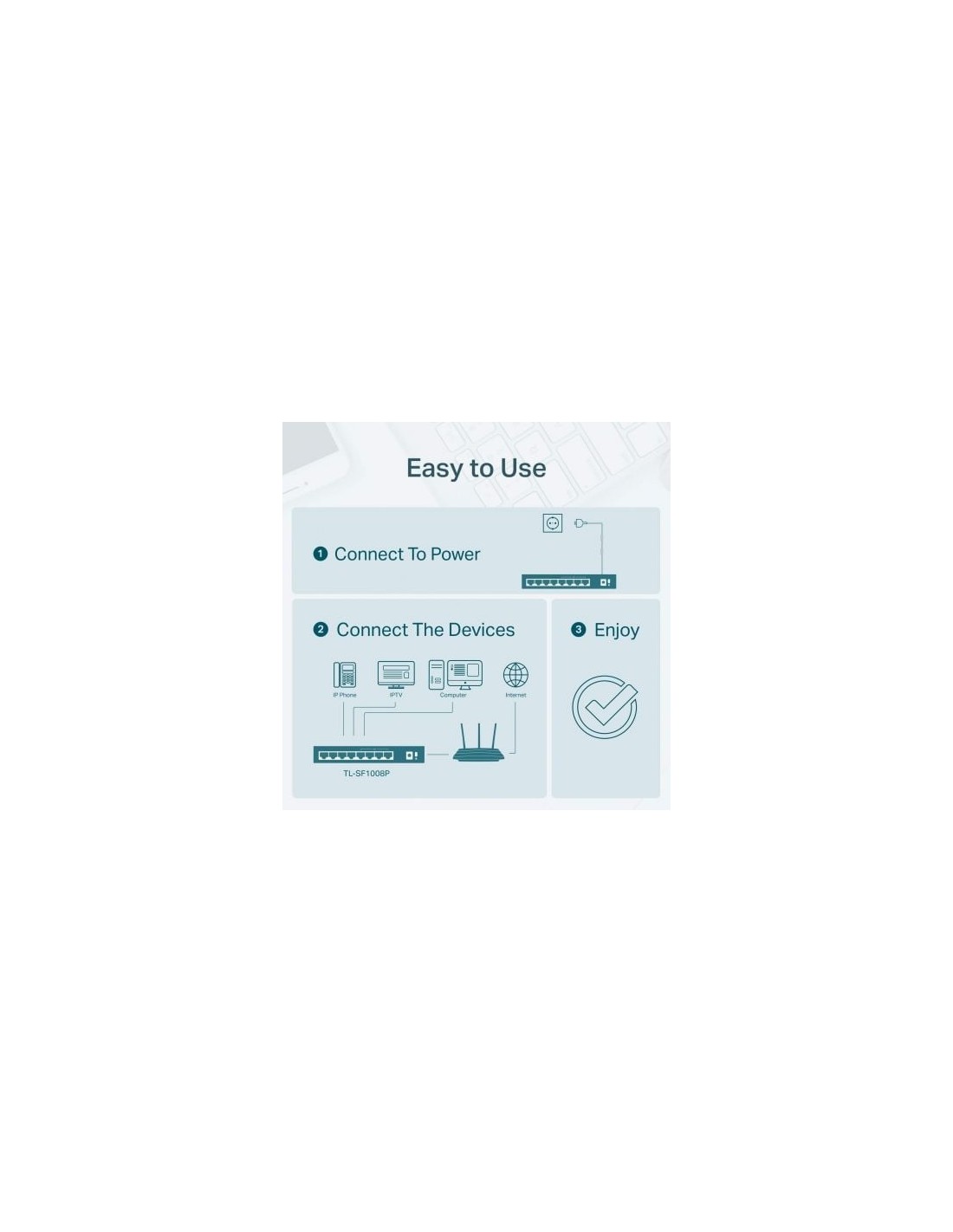 Switch TP-Link SF1008P 8 puertos, RJ-45 10/100 PoE | El Ocio Virtual