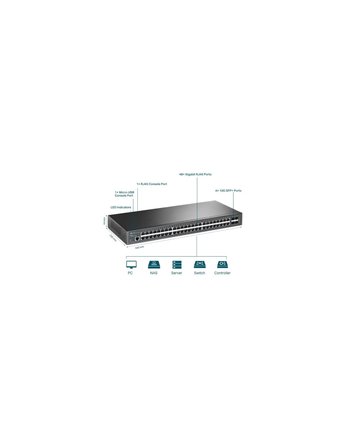 Switch Gestionable TP-Link Omada JetStream TL-SG3452X 52 puertos, RJ-4
