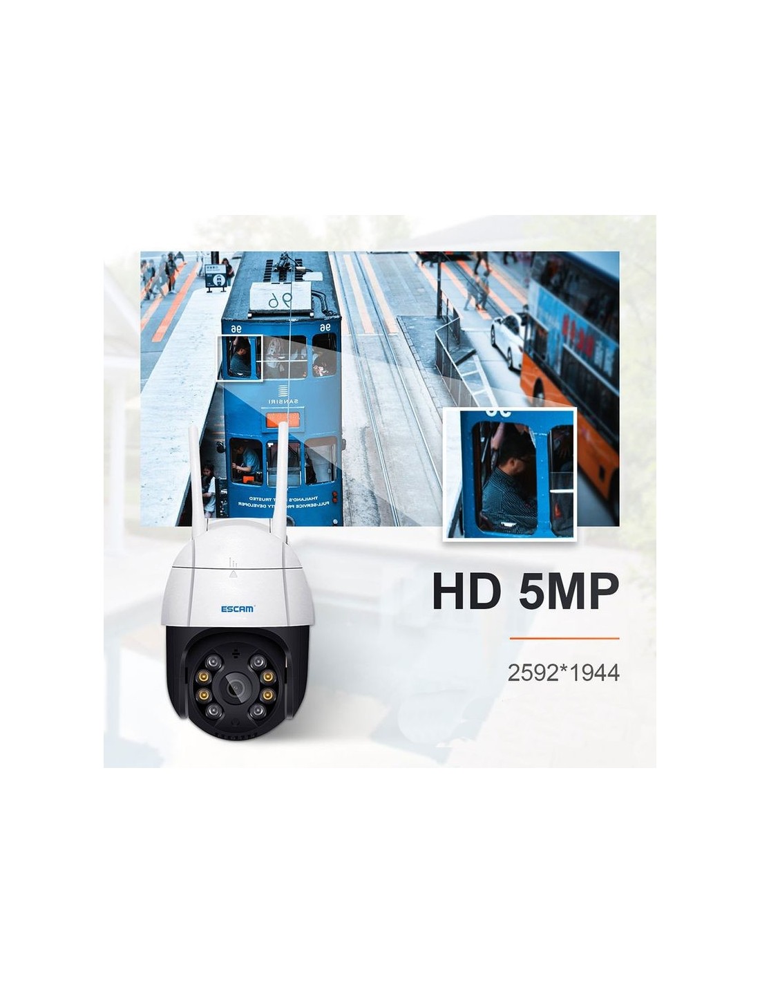 Cámara de vigilancia Escam QF518 Blanco 5MP WiFi en Logroño