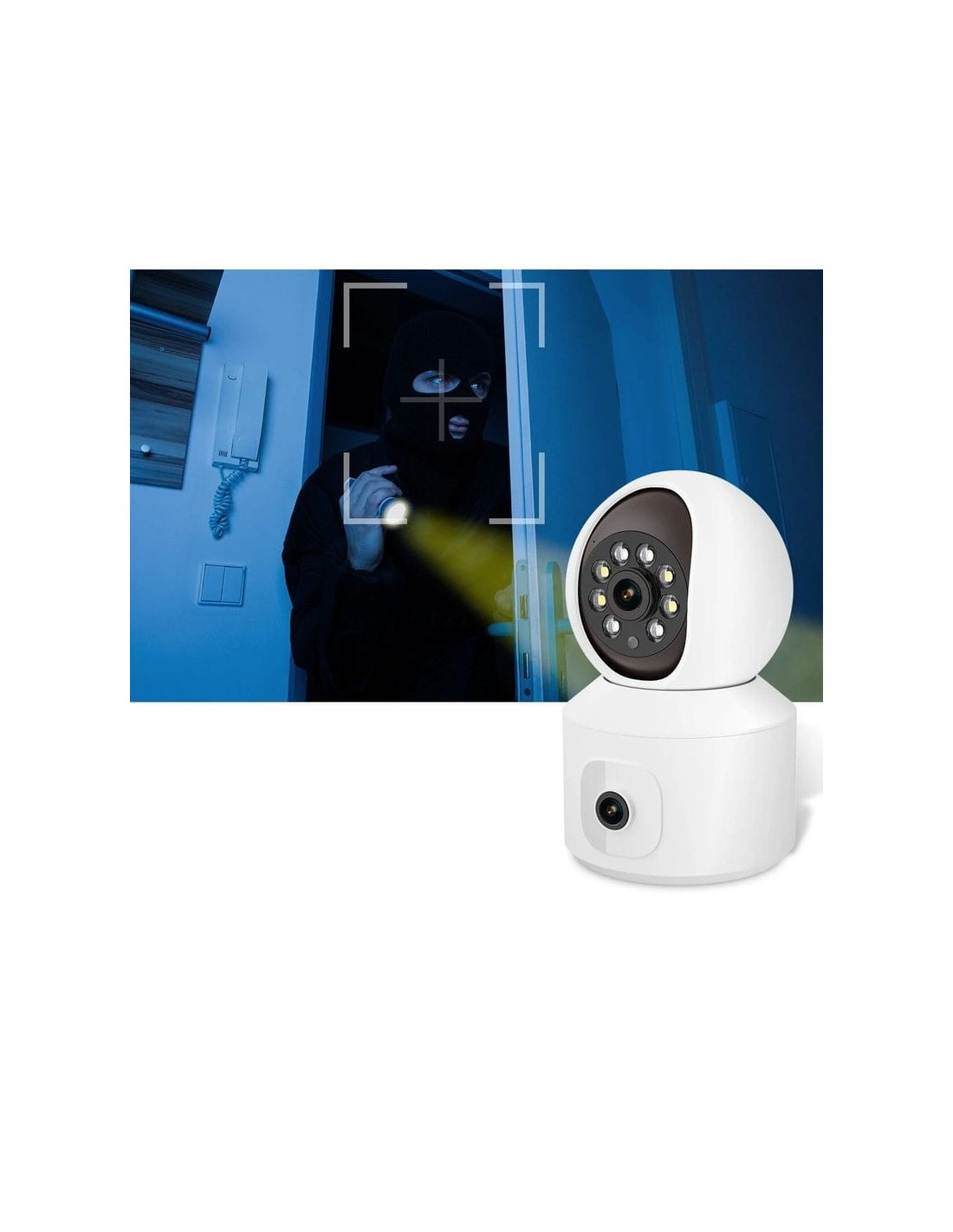 Cámara de vigilancia Escam QF010 2+2 MP Blanco WiFi visión nocturna a 