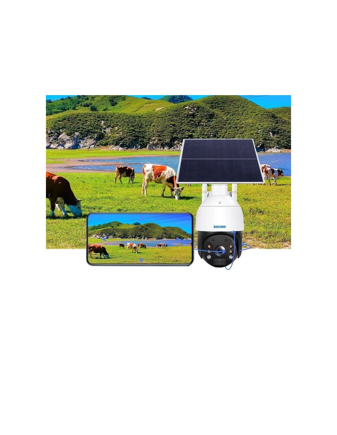 Cámara de vigilancia Escam QF724 Blanco 4G Solar en Logroño