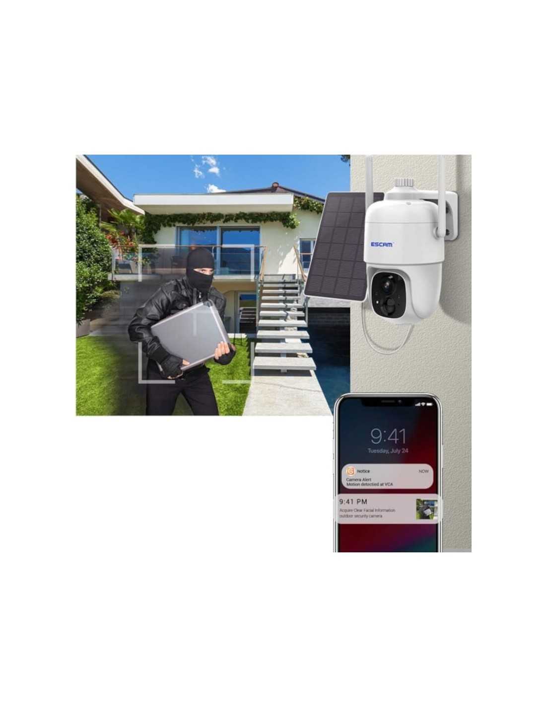 Cámara de vigilancia Escam G24 3M Blanco WiFi Solar en Logroño