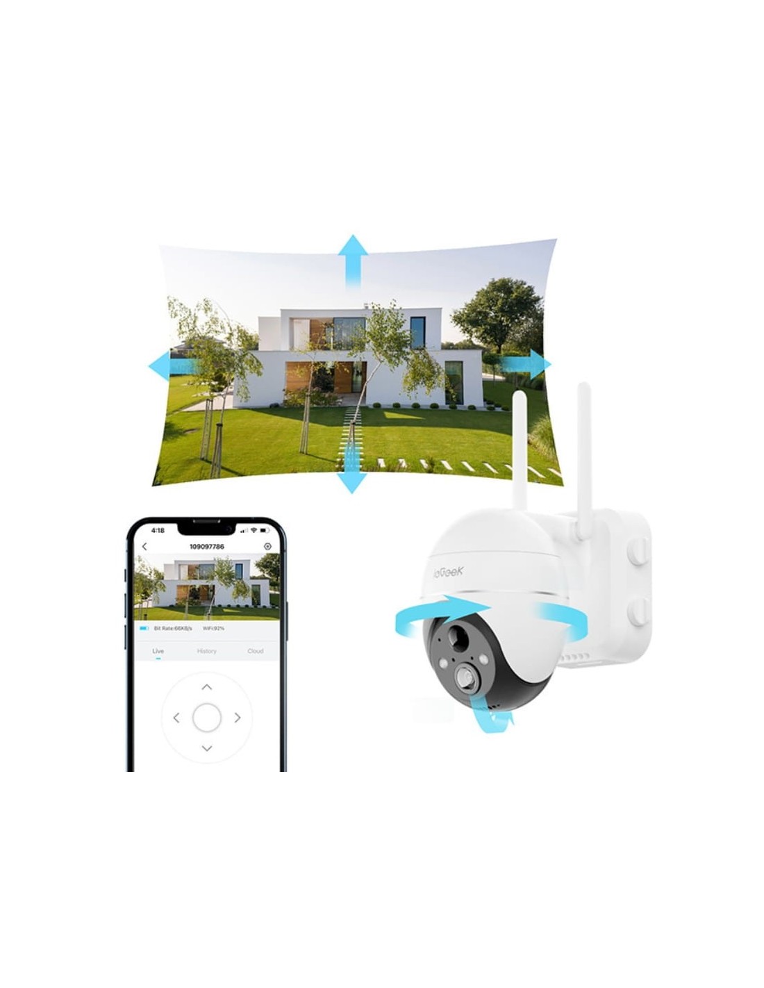 Cámara de vigilancia ieGeek ZS-GX4S Blanco 2K WiFi Solar IP65