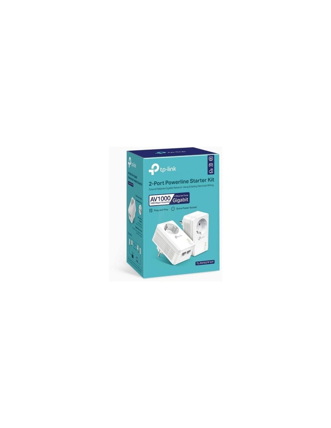 Adaptador PLC TP-Link TL-PA7027P KIT 1000 Mbps, alcance 300 m, pack de
