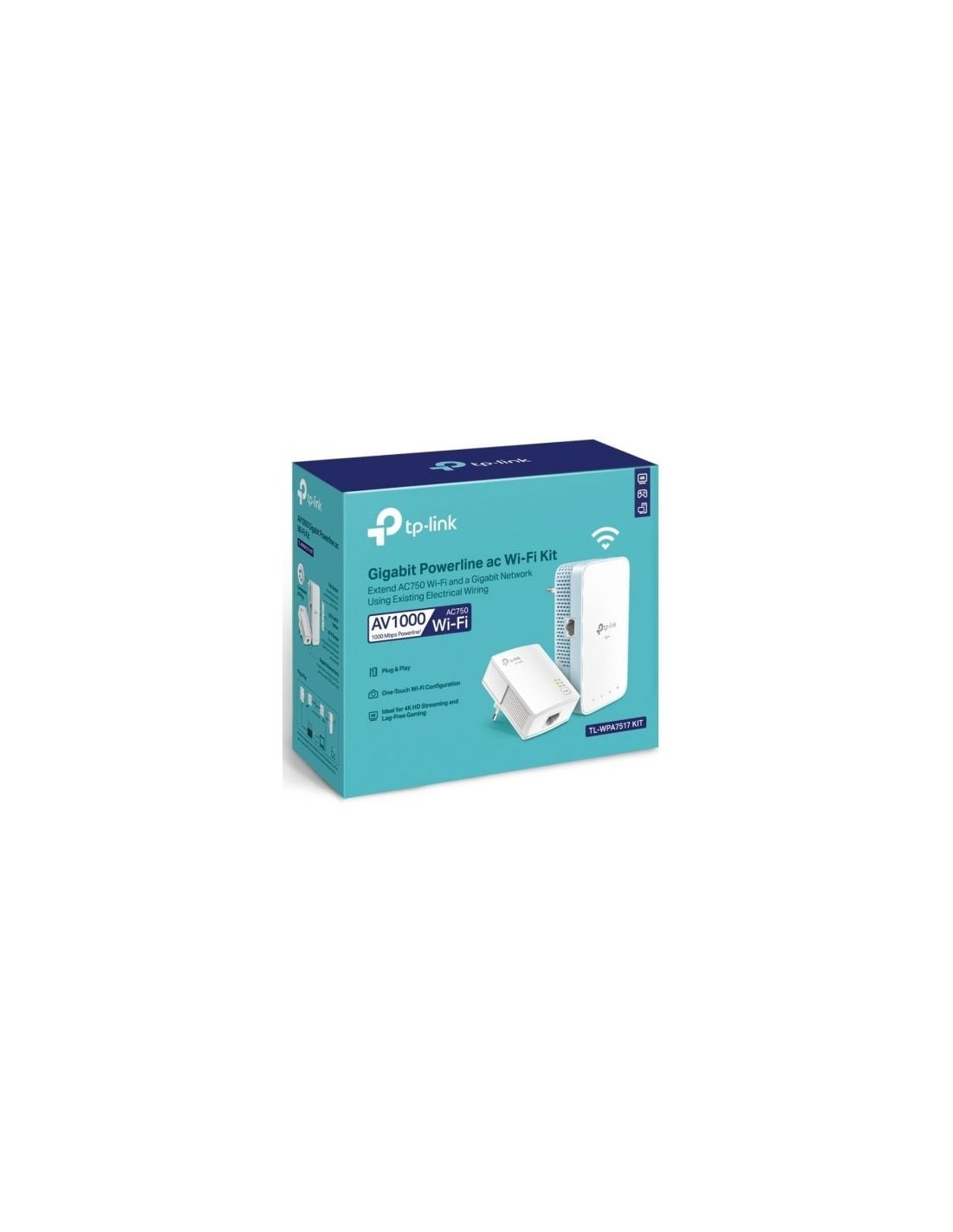 Adaptador PLC TP-Link TL-WPA7517 KIT 1000 Mbps, alcance 300 m, pack de