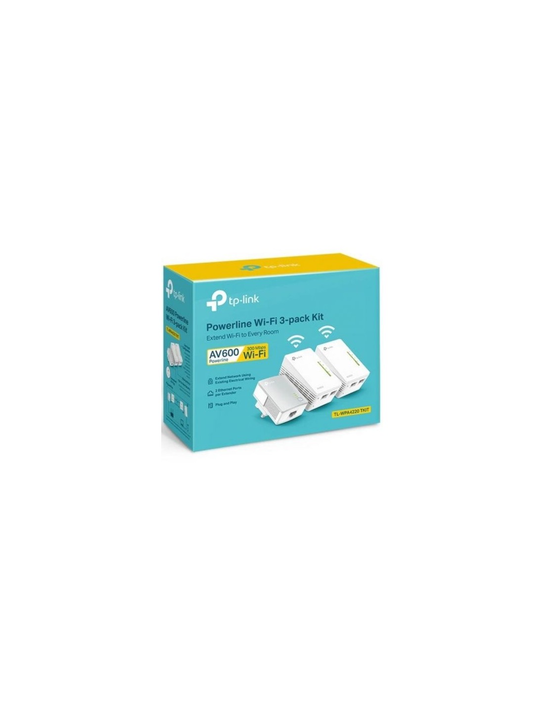 Adaptador PLC TP-Link TL-WPA4220T KIT 500 Mbps, alcance 300 m, pack de