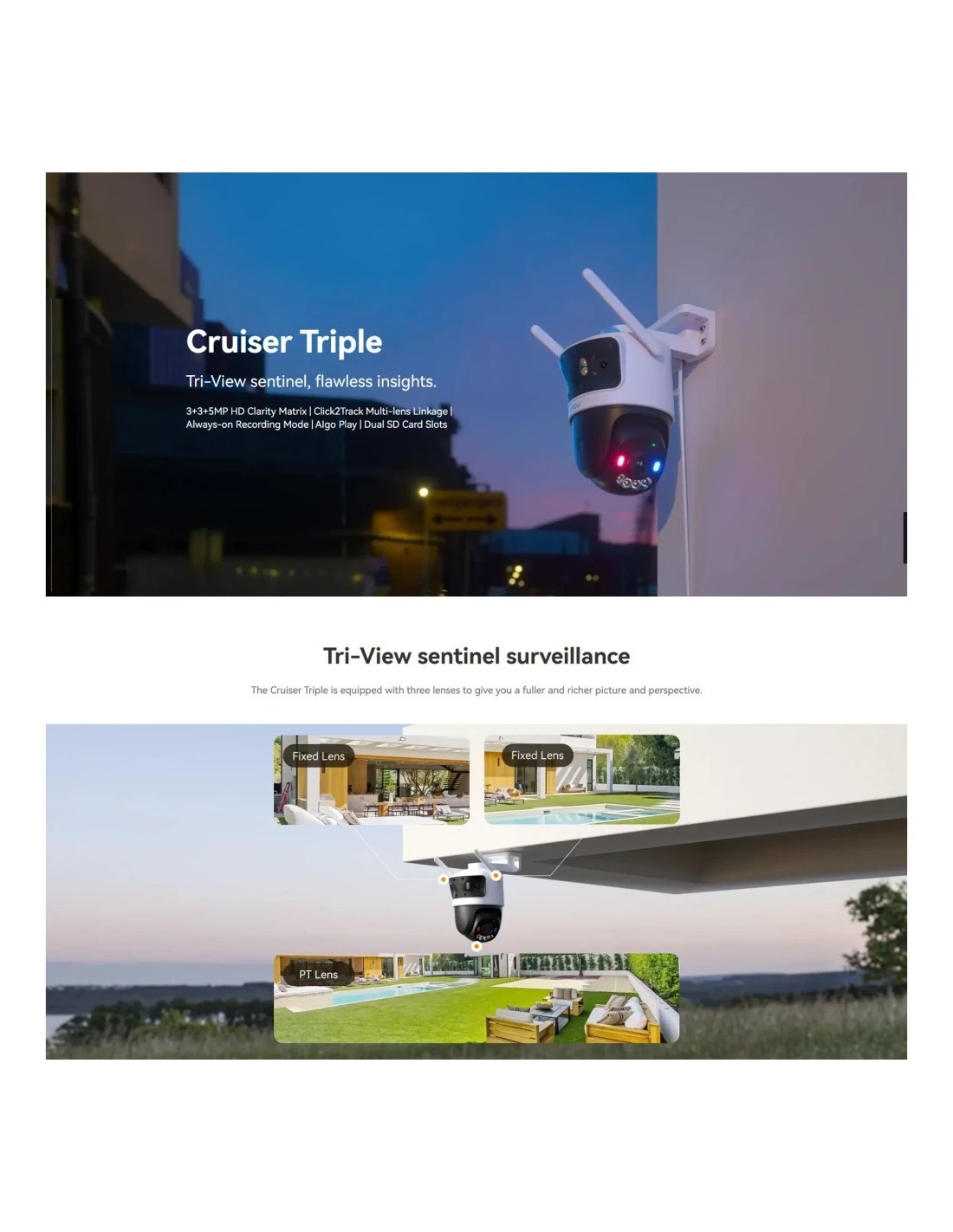 Cámara de vigilancia IMOU Cruiser Triple 11MP Exterior WiFi en Logroño
