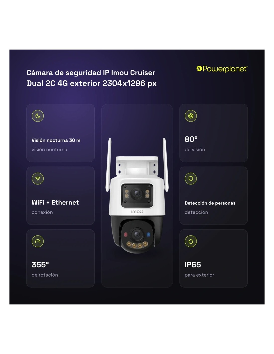 Cámara de vigilancia IMOU Cruiser Dual 2C 2K Exterior 4G IP65