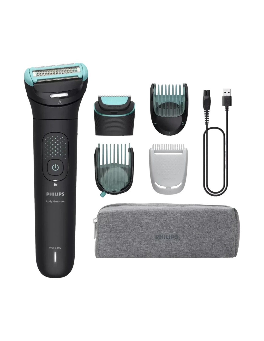 Afeitadora corporal Philips Bodygroom Series 7000 Triple Protect seco 