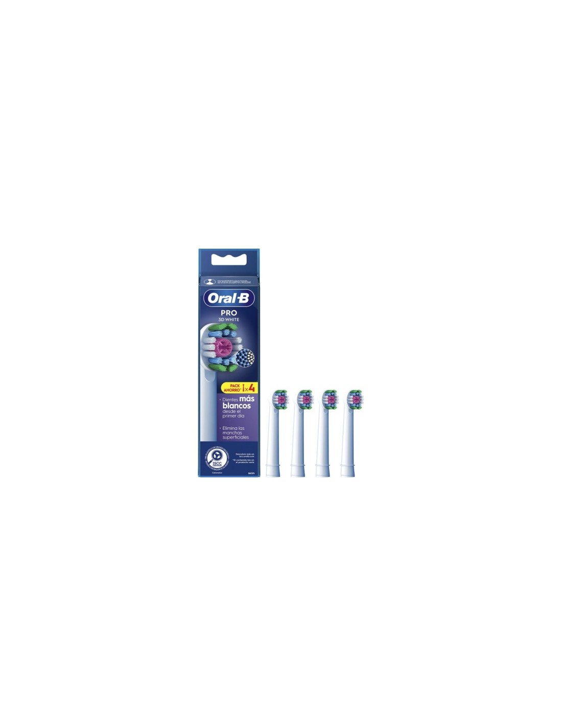 Cabezal de Recambio Braun para cepillo Braun Oral-B 3D White, Pack 4 u